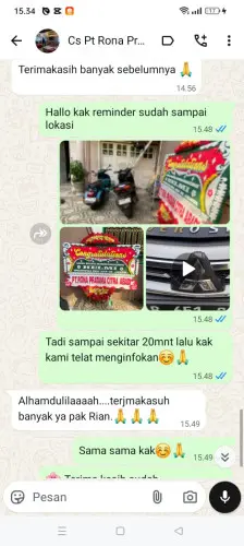Testimonial Papan Bunga rumah duka sentosa